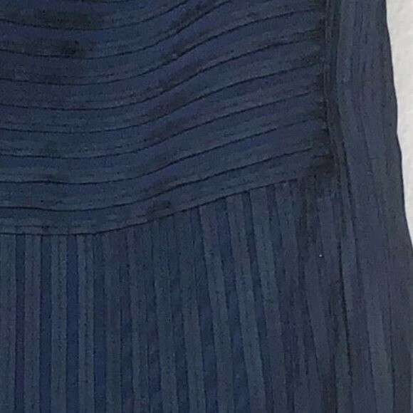 Adolfo Dominguez Designer Formal Midi Dress 6 One Shoulder Pintuck Navy Blue - Picture 5 of 14